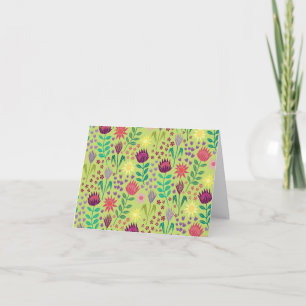 Protea Floral Block Print Millefleur birthday Card