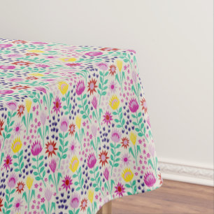Protea Floral Block Print Millefleur lights Tablecloth