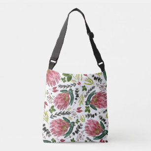 Protea Floral Watercolor Botanical Crossbody Bag