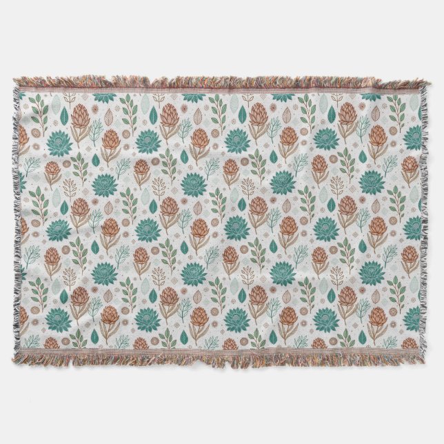 Protea Flower Desert Floral pink Pattern  Throw Blanket (Front)
