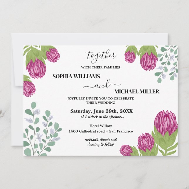 Protea Flower Garden Wedding  Invitation (Front)