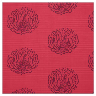 Protea flower print: red fabric