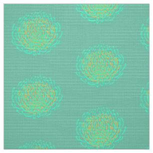 Protea flower print: yellow, turquoise fabric