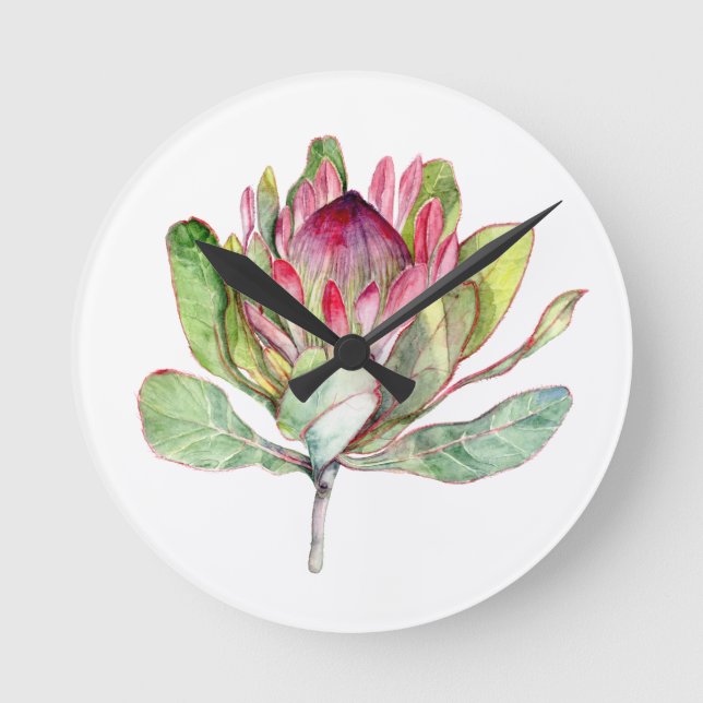 Protea Flower Round Clock (Front)