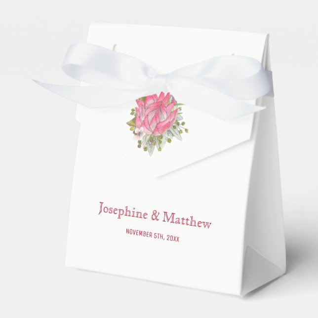 Protea Flower Wedding Favour Box (Front Side)