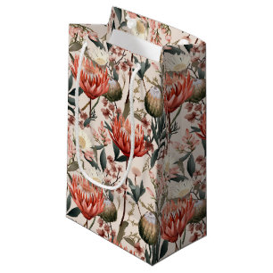 Protea Flowers Floral Botanical Nature Inspired Small Gift Bag