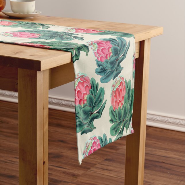 Protea Flowers Pattern  Short Table Runner (In Situ)