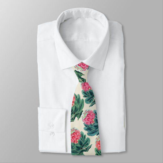 Protea Flowers Pattern  Tie (Tied)