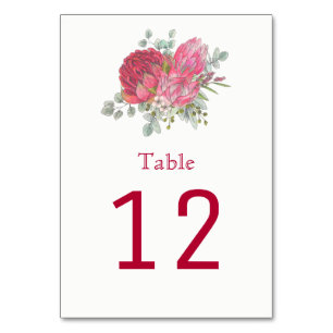Protea Flowers Table Number Cards