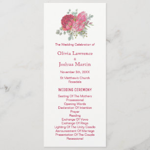 Protea Flowers Watercolor Wedding Programs Programme