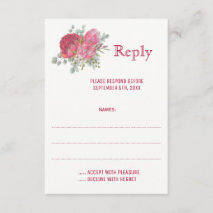 Protea Flowers Wedding Reply Cards