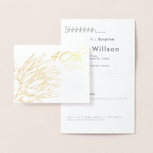PROTEA GOLD & WHITE ELEGANT SURPRISE PARTY FOIL CARD