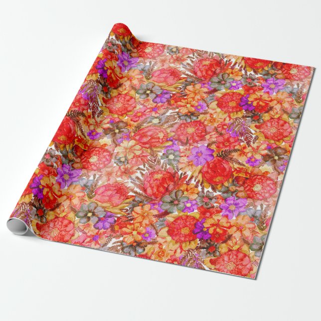 Protea Pattern Wrapping Paper (Unrolled)