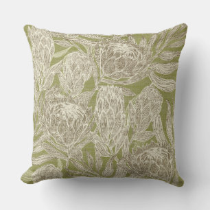 Protea print throw pillow