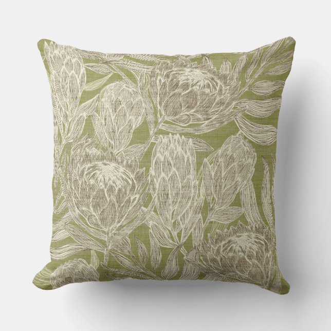 Protea print throw pillow (Front)