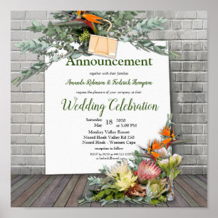 Protea -  Strelitzia Flower Announcement Poster