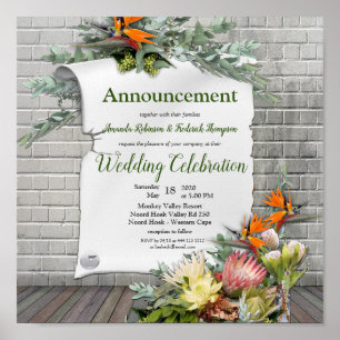 Protea -  Strelitzia Flower Announcement Poster