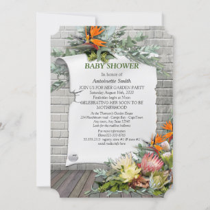 Protea - Strelitzia Flower Baby Shower Invitation