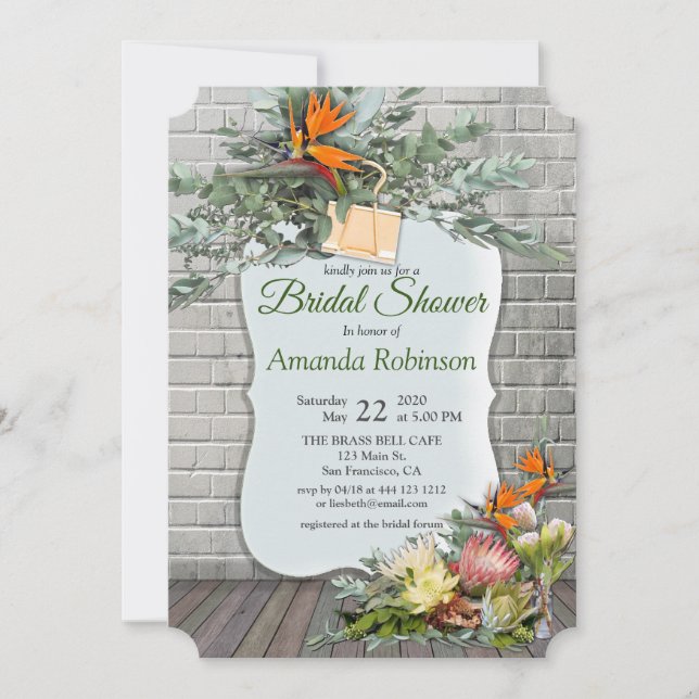 Protea - Strelitzia Flower Bridal Shower Invitation (Front)