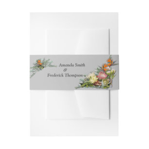 Protea - Strelitzia Flower Envelope Band Invitation Belly Band
