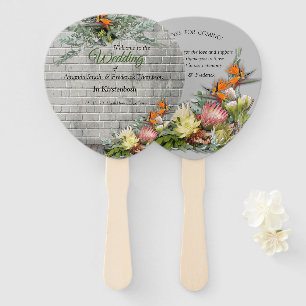 Protea -  Strelitzia Flower Hand Fan