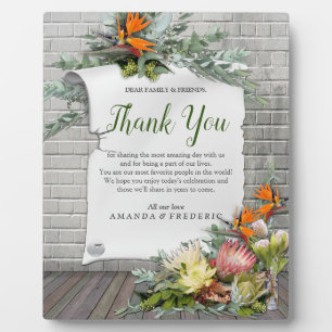 Protea - Strelitzia Flower Thank You Plaque