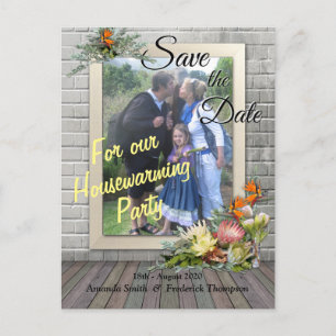 Protea - Strelitzia Flowers Housewarming Announcement Postcard