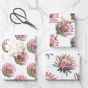 Protea sugarbush flower South African plant Wrapping Paper Sheet