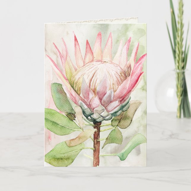 Protea Watercolor Art Print Greeting Card (Front)