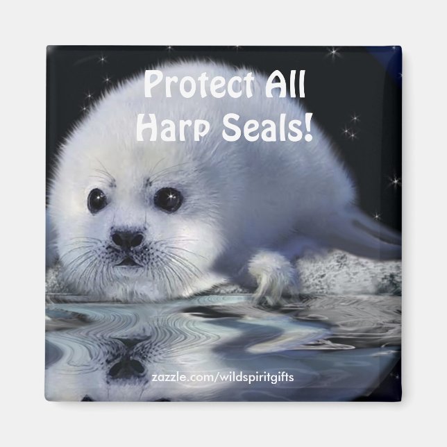 Protect All Harp Seals! Wildlife Magnet (Front)