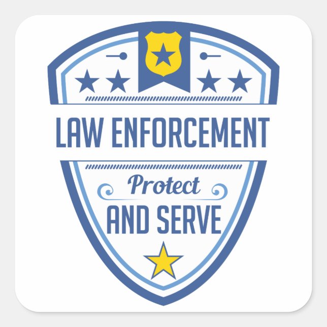Protect and Serve Police Badge Square Sticker (Front)