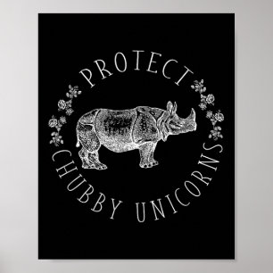 Protect Chubby Unicorns Save The White Rhino Anima Poster