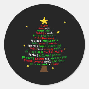 Protect Democracy Christmas Tree Feminist Social J Classic Round Sticker