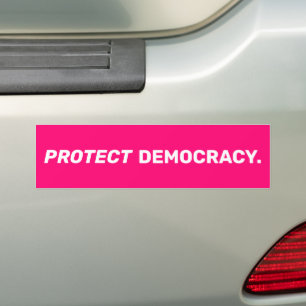 Protect democracy modern typography hot pink bumper sticker