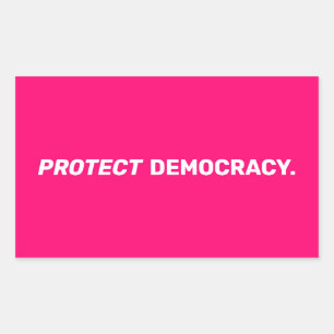 Protect democracy modern typography hot pink rectangular sticker