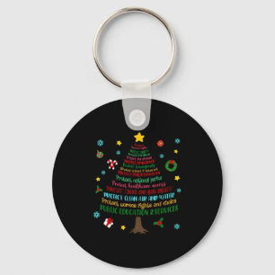 Protect Human Rights Democracy Christmas Tree Men Key Ring