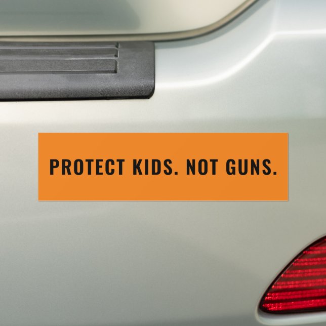 Protect Kids Not Guns orange and black custom text Bumper Sticker (On Car)