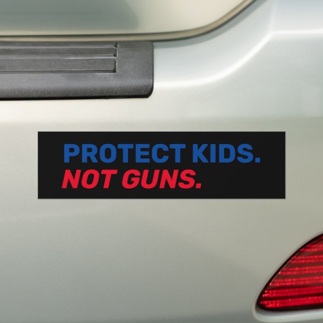 Protect kids Not guns red blue black modern Bumper Sticker (On Car)