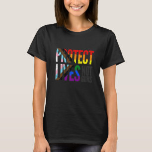 Protect lives not guns, rainbow Progress Pride Fla T-Shirt