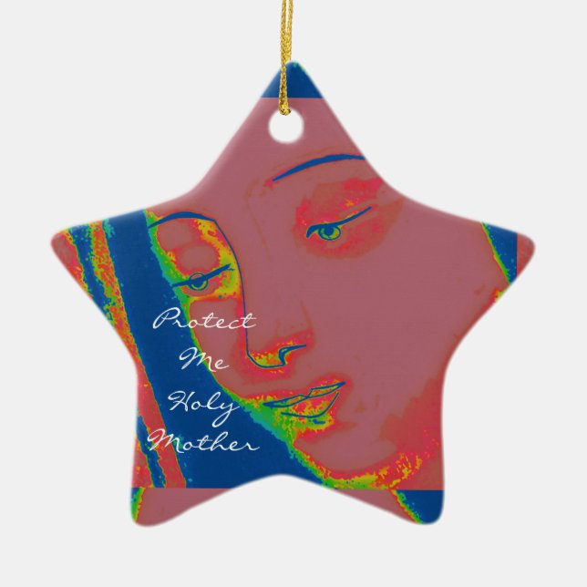 protect me holy mother ceramic tree decoration (Front)