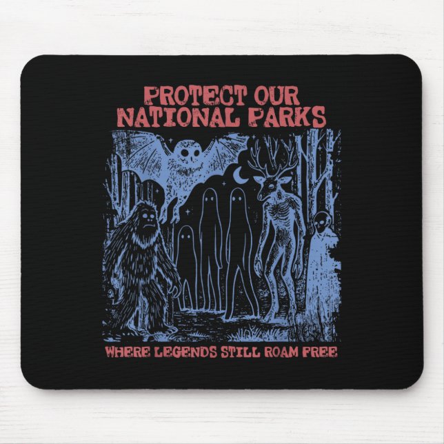 Protect National Parks Mothman Cryptid Weirdcore Mouse Mat (Front)