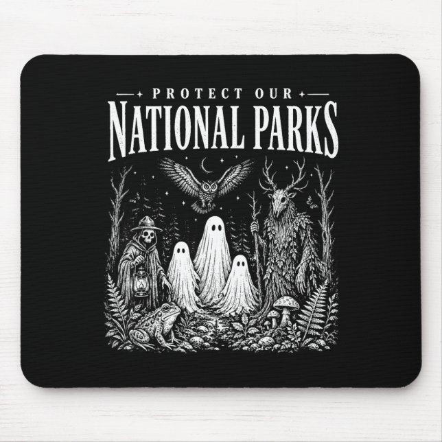 Protect national parks or haunt backyard mouse mat (Front)