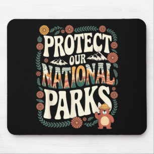 Protect national parks retro fishing nature mouse mat