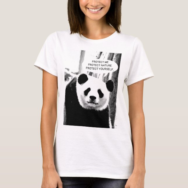 Protect Nature Panda Bear Custom Text Women's T-Shirt (Front)