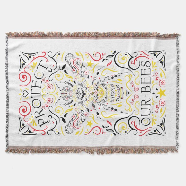 protect our bees throw blanket (Front)