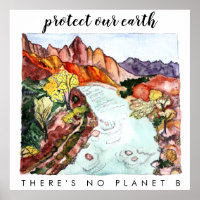 PROTECT OUR EARTH Zion National Park Watercolor