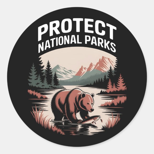 Protect Our National Parks Classic Round Sticker (Front)