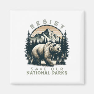 Protect Our National Parks Resist Retro Vintage Gr Magnet