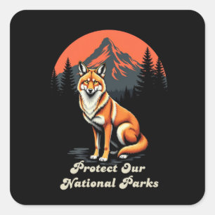 Protect Our National Parks Retro Forest Nature Square Sticker