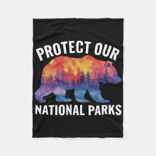 Protect Our National Parks Smokey Resist Bear Fore Fleece Blanket